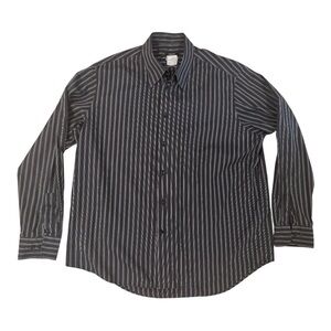 Vintage Versace Classic Striped Button-Down Shirt XXL Black Gray